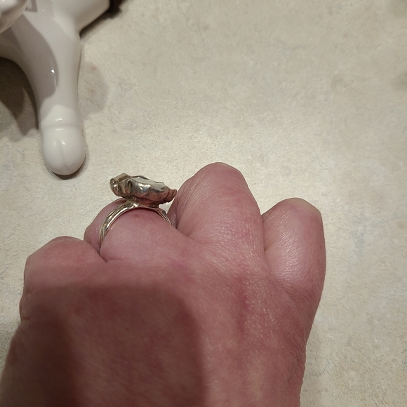 Sterling silver and mother of pearl ring - Picture 5 of 8